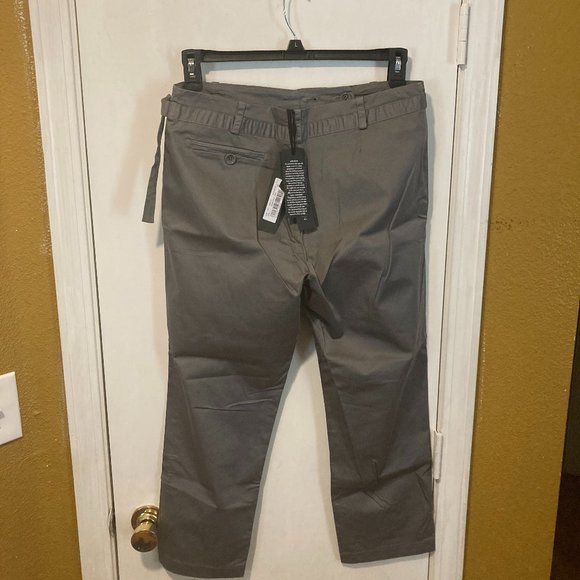 Annarita N women's size 32 dark gray tie belted baggy fit cropped trouser pants - Picture 3 of 6